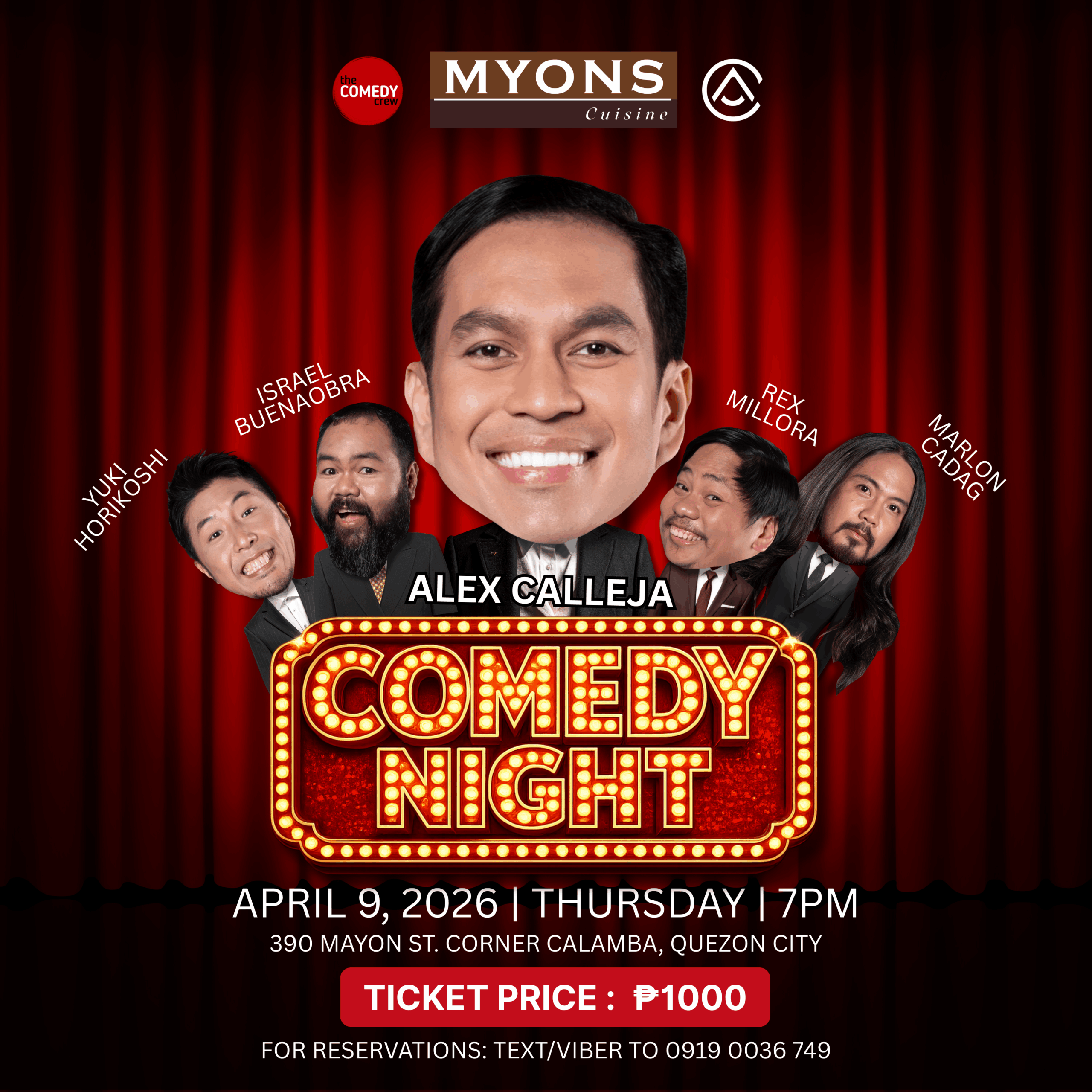 alex calleja standup MYONS CUISINE